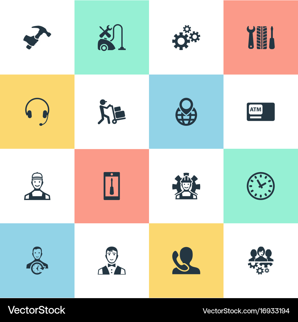 Set of simple service icons vector image