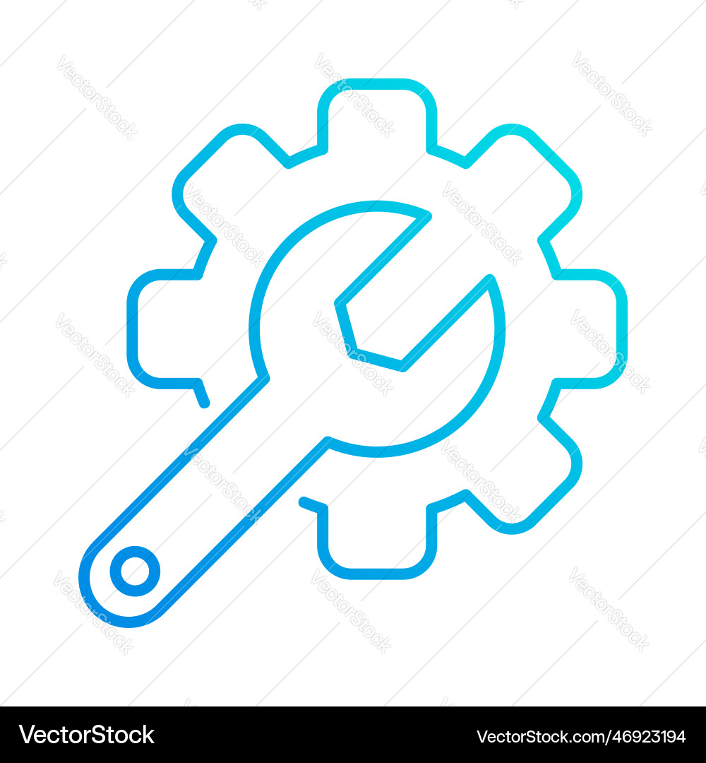 Setting wrench automation gradient outline icon vector image