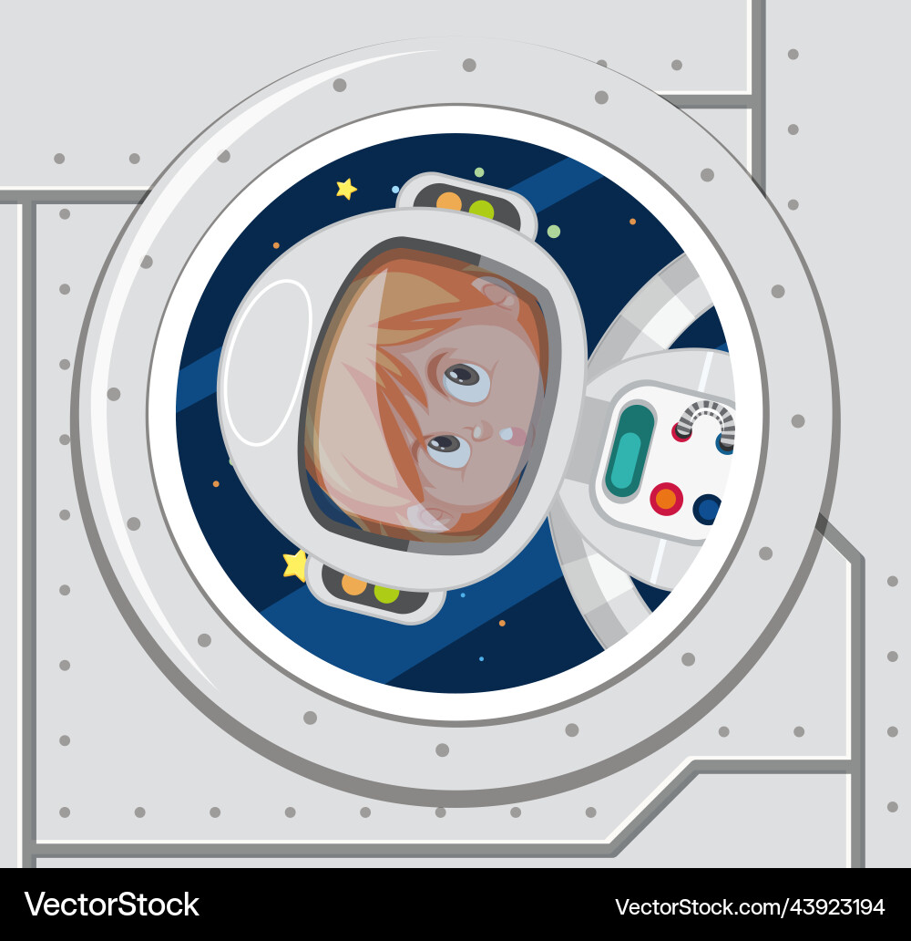 Spaceship window with astronaut Spaceship window with astronaut Vector Image