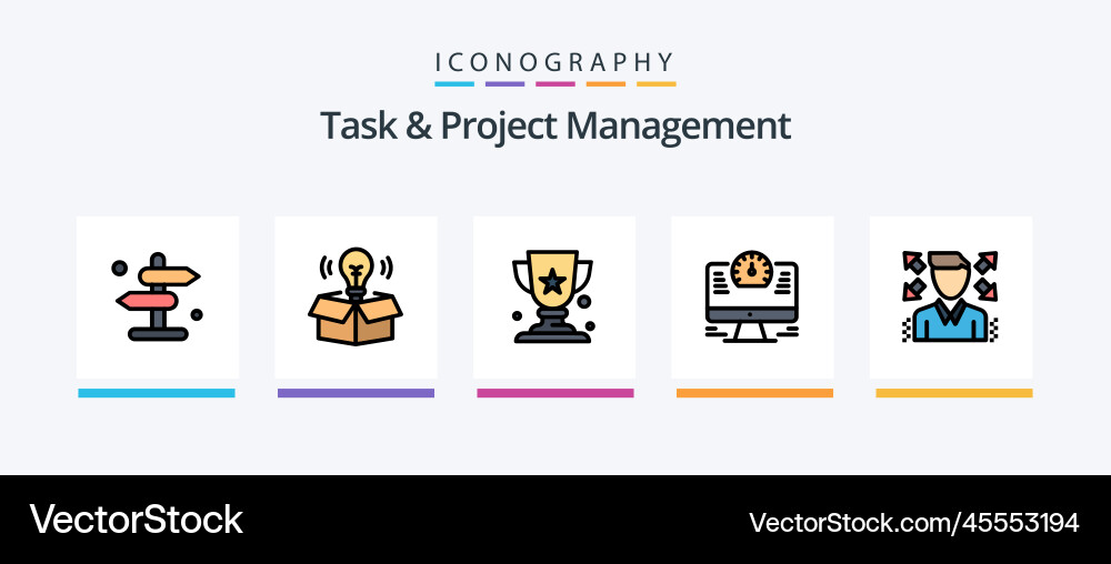 Task and project management line filled 5 icon Vector Image
