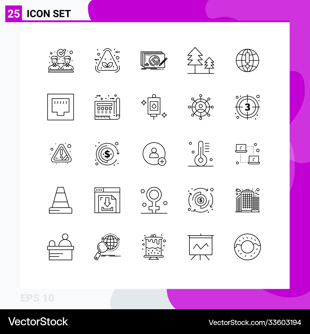User interface pack 25 basic lines browser Vector Image