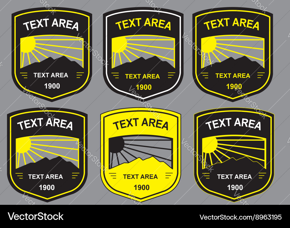 6 different color combination of shield badge temp vector image