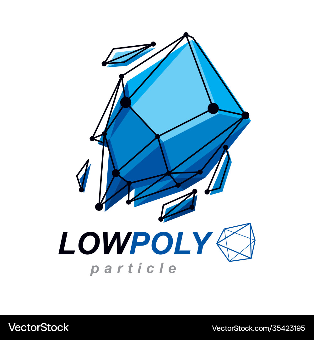 Abstract 3d mesh object technology low poly Abstract 3d mesh object technology low poly vector image