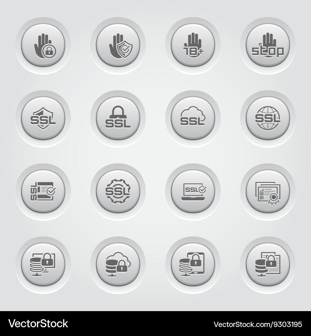 Button design security and protection icons set Vector Image