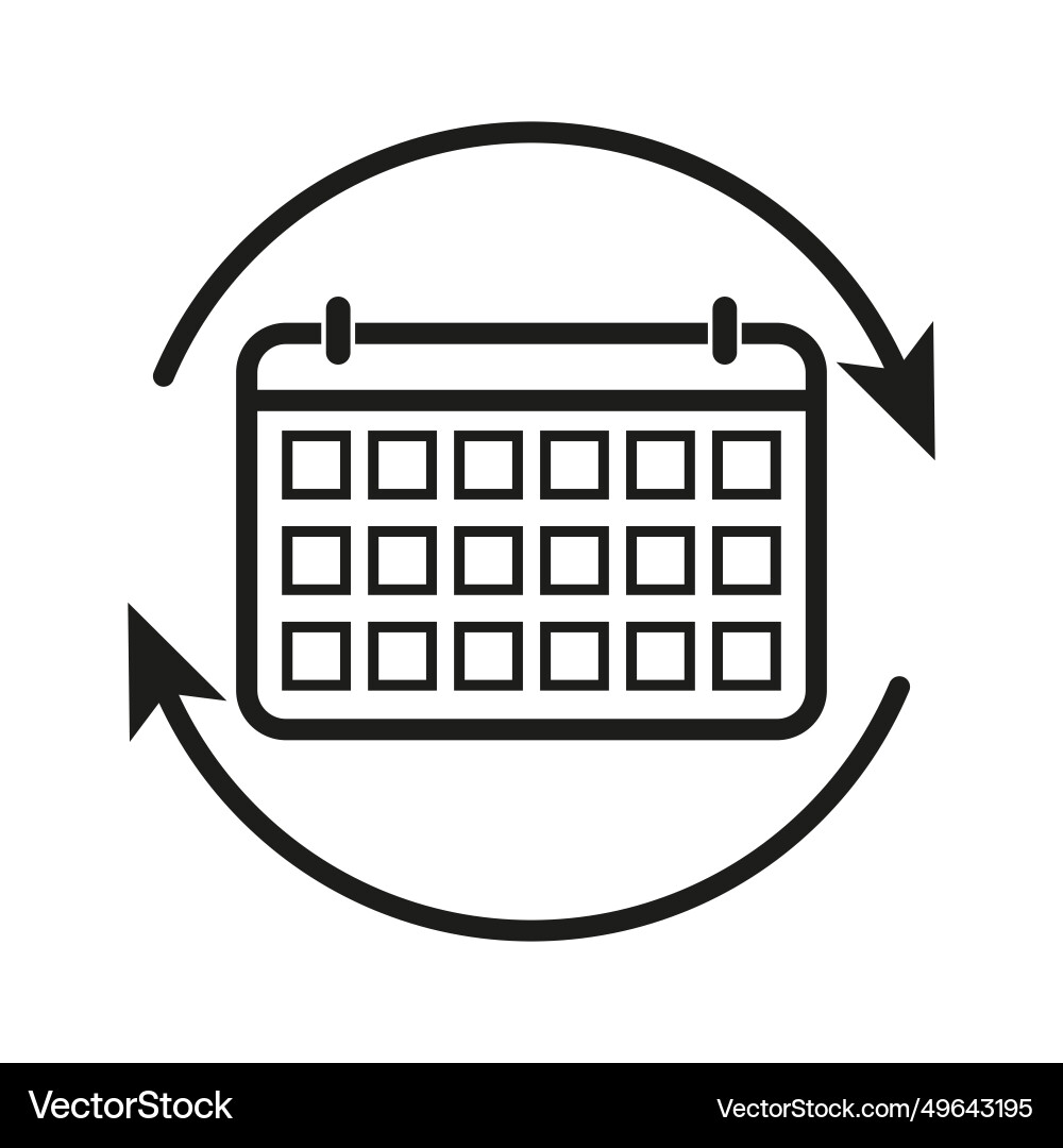 Calendar in circular arrow refresh schedule icon Calendar in circular arrow refresh schedule icon vector image