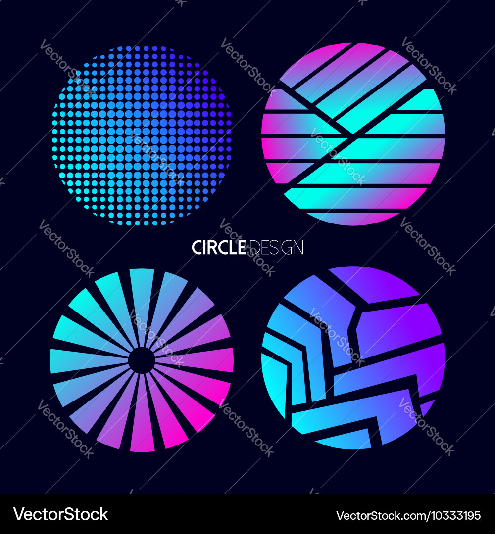 Circle design set with abstract geometry shapes vector image