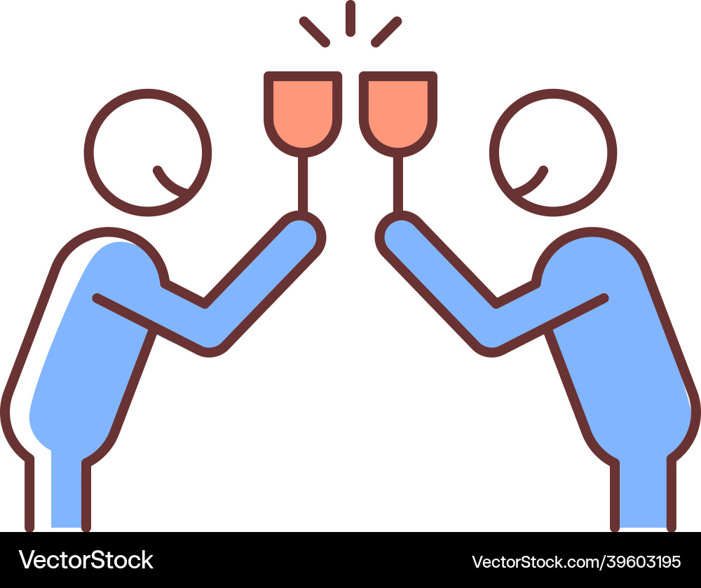 Clink glasses rgb color icon Vector Image