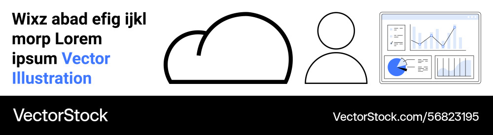Cloud storage and data analytics concept with user Cloud storage and data analytics concept with user vector image