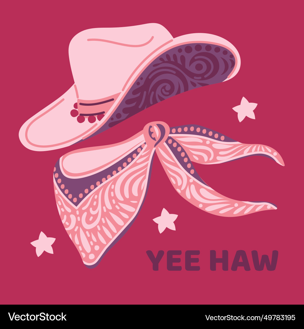 Cowgirl hat and bandana with stars poster Vector Image
