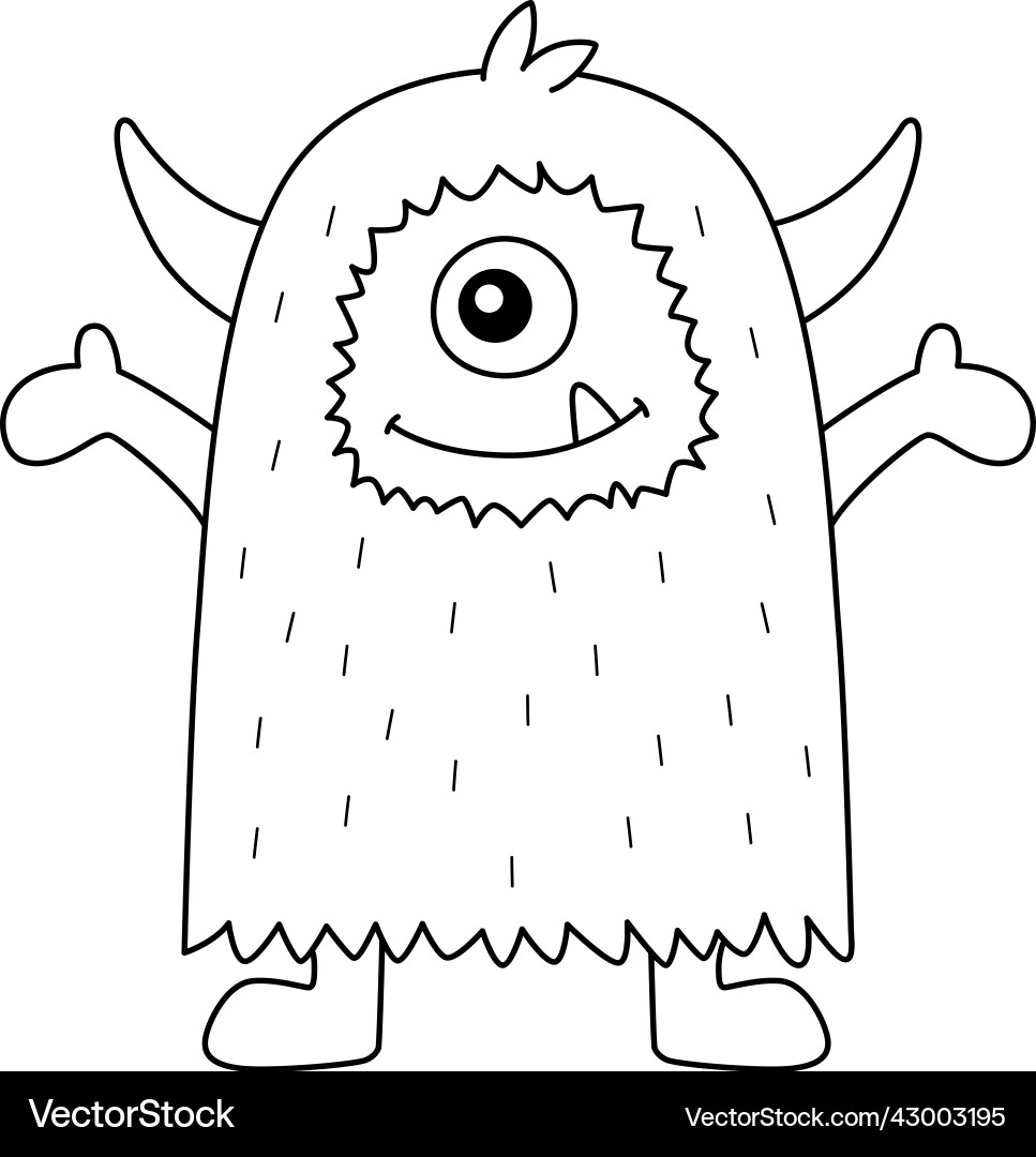 Cute monster coloring page for kids vector image