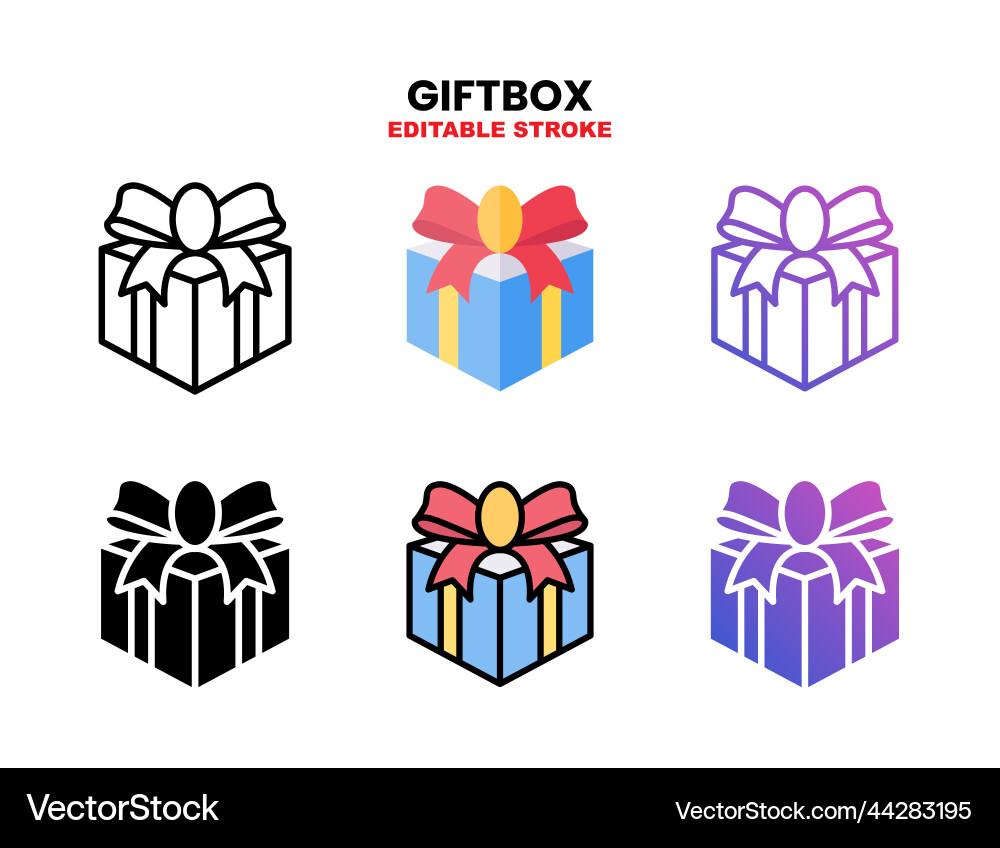 Gift box icon set with different styles Vector Image