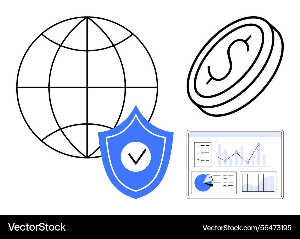 Global finance and data protection with analytics Global finance and data protection with analytics vector image