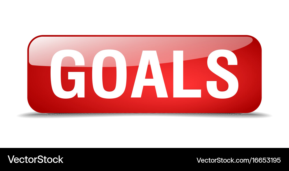 Goals red square 3d realistic isolated web button vector image