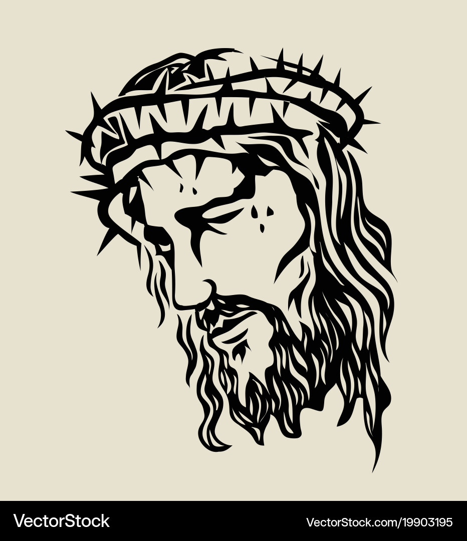 Jesus christ face sketch drawing vector image