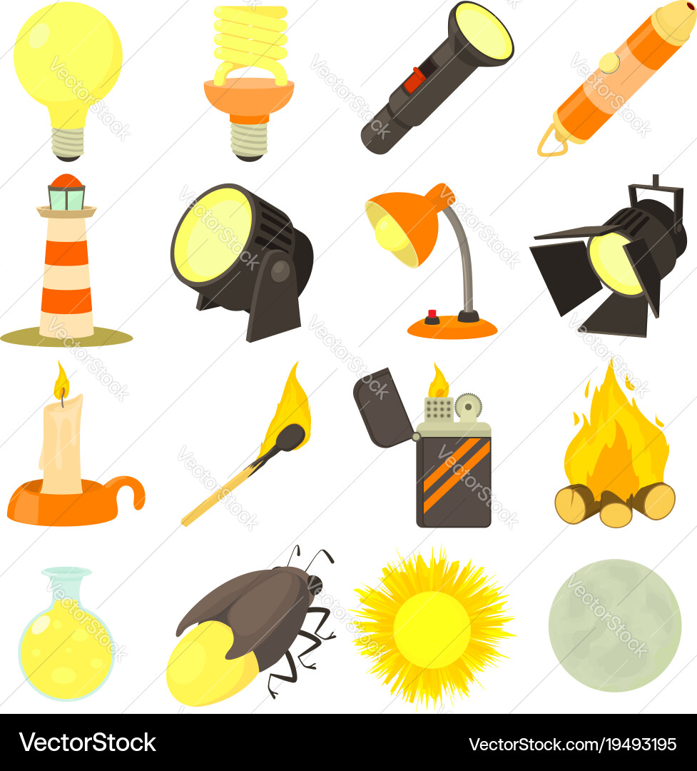 Light Source Icon Set - 16 Items vector image