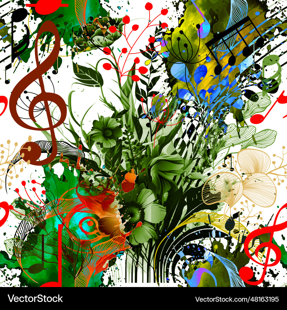 Musical notes seamless pattern background line Musical notes seamless pattern background line vector image
