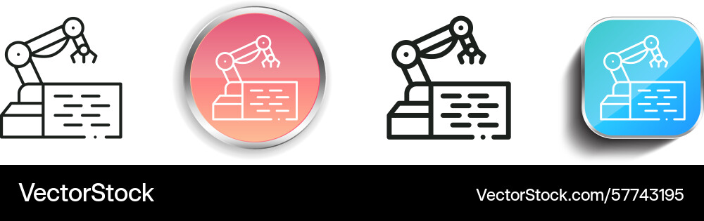Robotic arm icon thin linear regular and button Robotic arm icon thin linear regular and button vector image