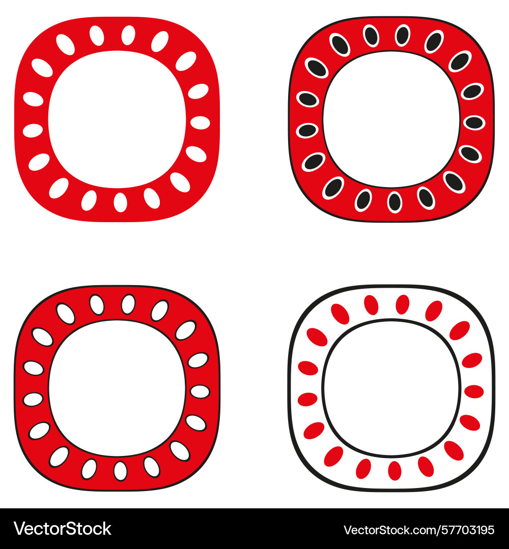 Rounded circle frames red border pattern dot Rounded circle frames red border pattern dot vector image