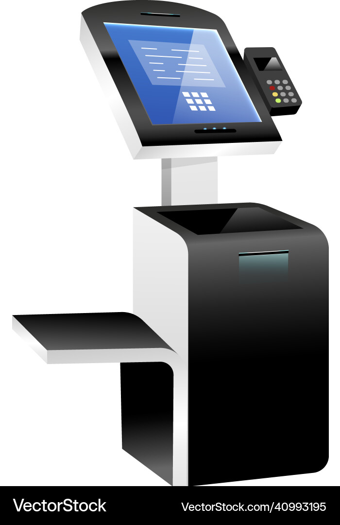 Self service kiosk with terminal realistic Self service kiosk with terminal realistic vector image