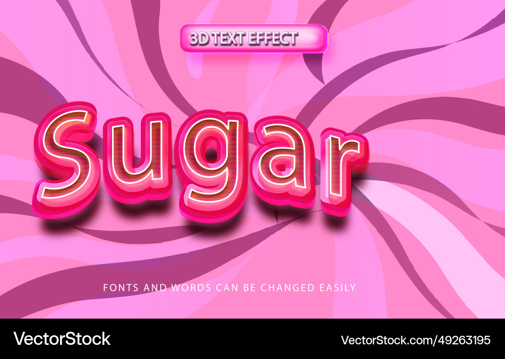 Sugar 3d editable text effect style Vector Image