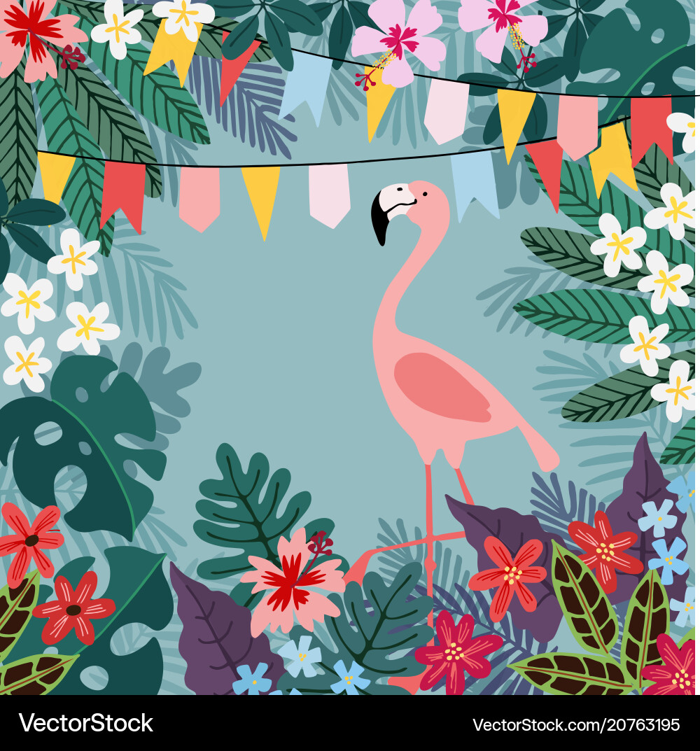 Tropical Flamingo Party Invitation vector image