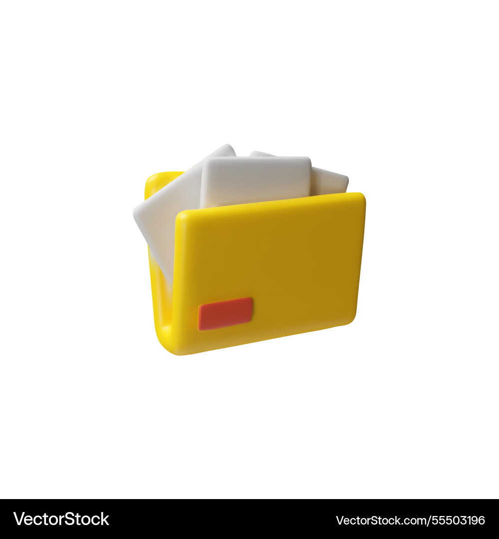 3d of open yellow document folder 3d of open yellow document folder vector image
