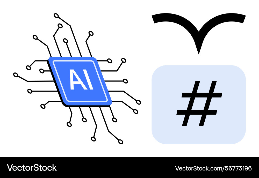 Ai chip with neural circuit lines metadata tag Ai chip with neural circuit lines metadata tag Vector Image