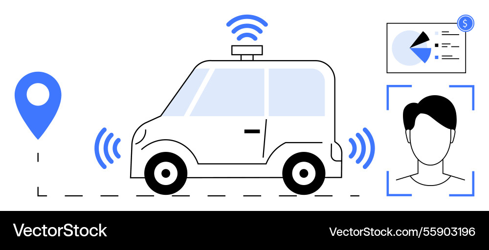 Autonomous vehicle with navigation facial Autonomous vehicle with navigation facial vector image