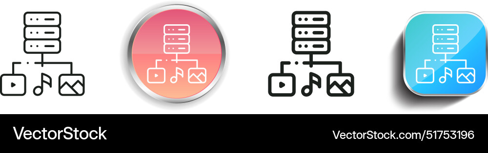 Big data icon thin linear regular and button Big data icon thin linear regular and button vector image