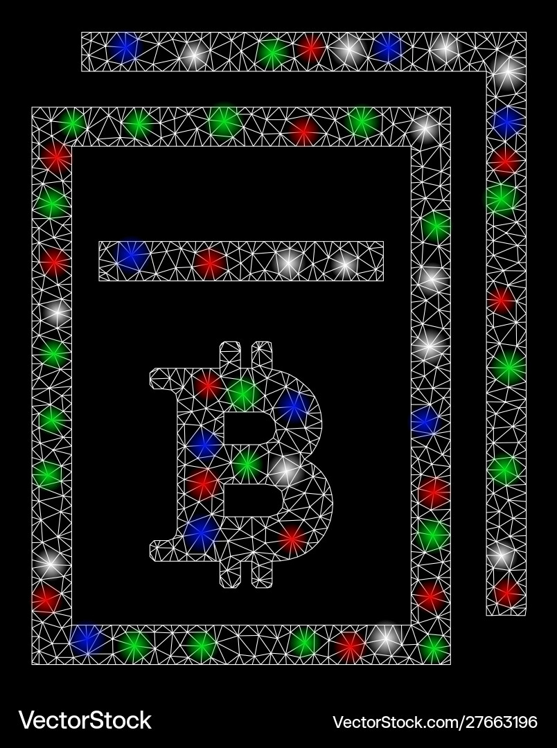 Bright mesh network bitcoin price pages with flare Bright mesh network bitcoin price pages with flare vector image