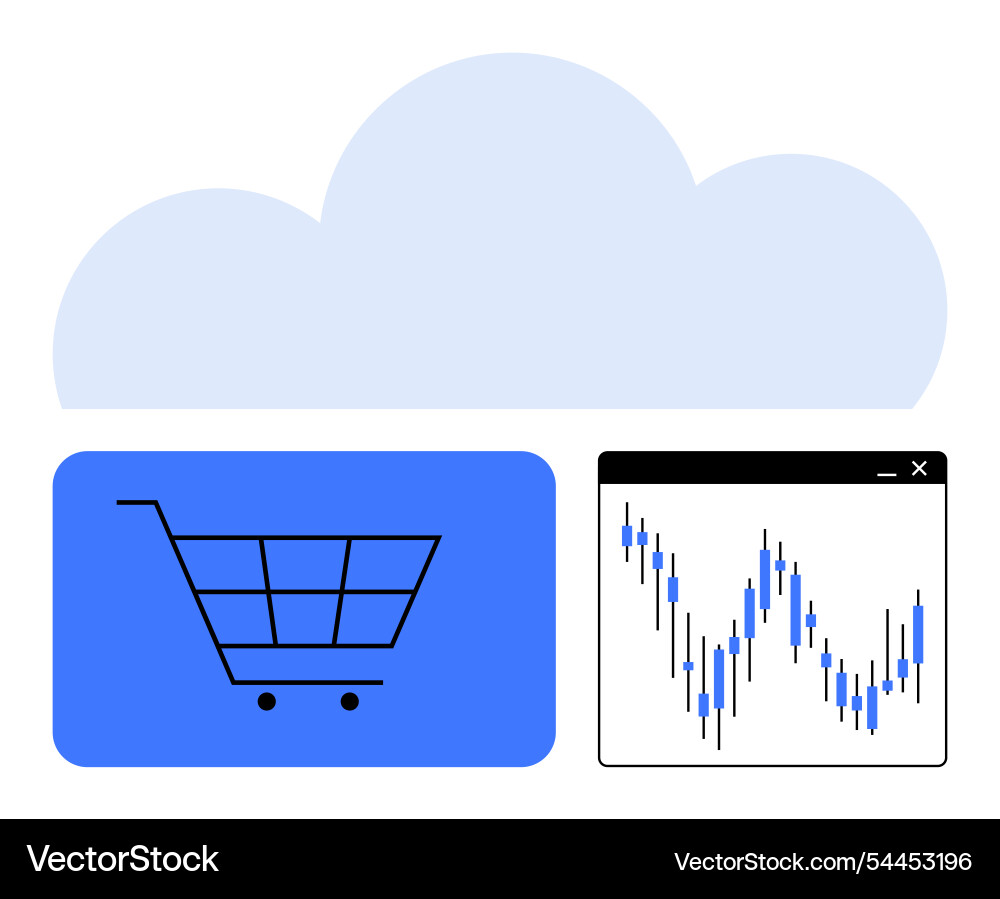 Cloud computing with shopping cart and stock Vector Image