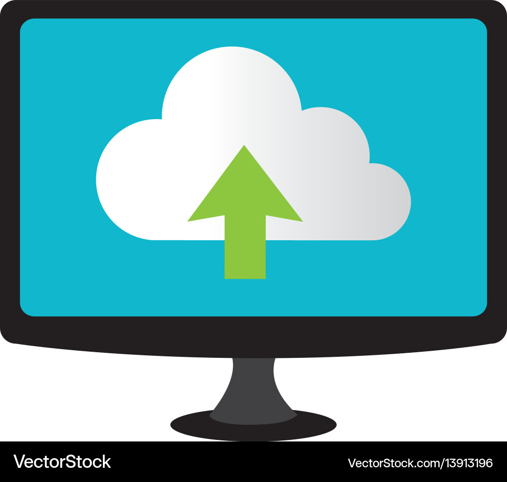 Color lcd monitor with cloud upload service Color lcd monitor with cloud upload service vector image