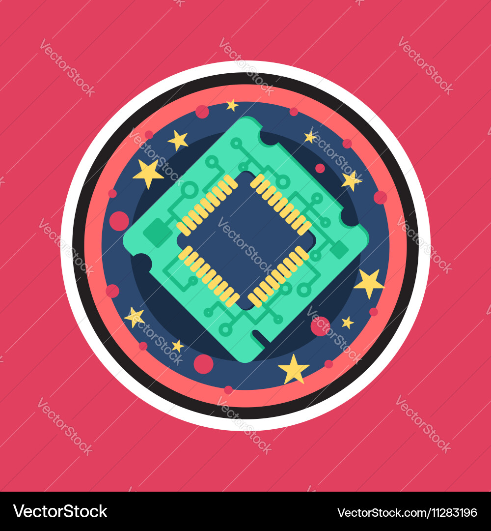 Computer processor chip vector image