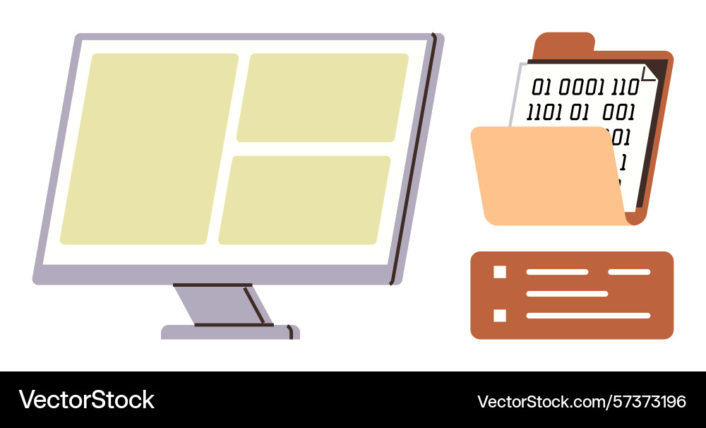 Digital file management with folder binary code Digital file management with folder binary code vector image