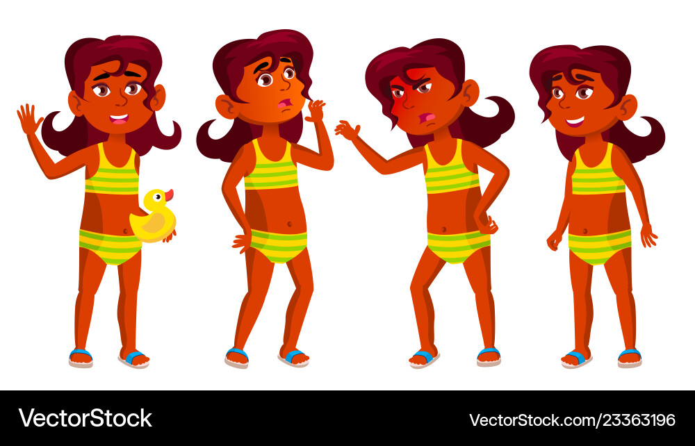 Indian girl kid poses set hindu undressed vector image