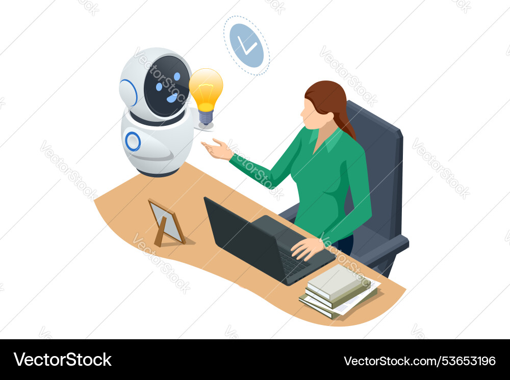 Isometric generative bot for creating ideas Vector Image