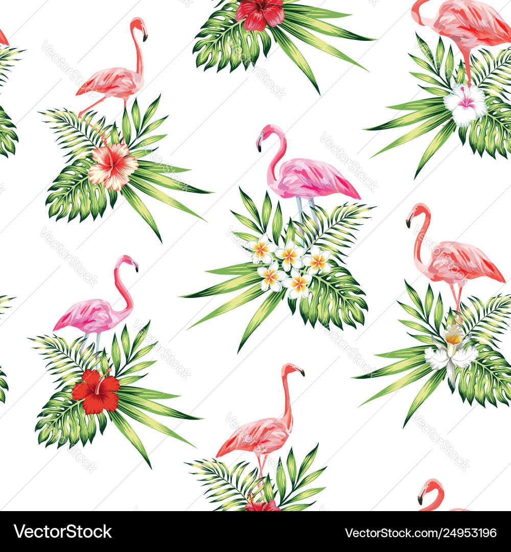 Pink Flamingo Tropical Pattern Vector Image