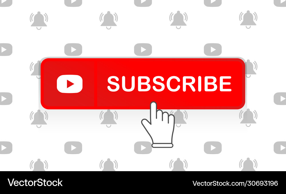 Red subscribe button with mouse pointer Red subscribe button with mouse pointer vector image