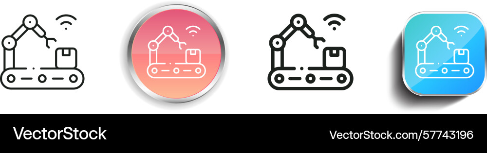 Robotic arm icon thin linear regular and button Robotic arm icon thin linear regular and button vector image