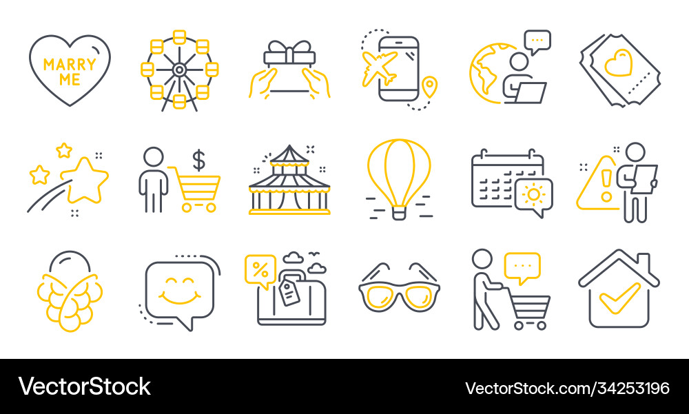Set holidays icons such as buyer marry me Set holidays icons such as buyer marry me vector image