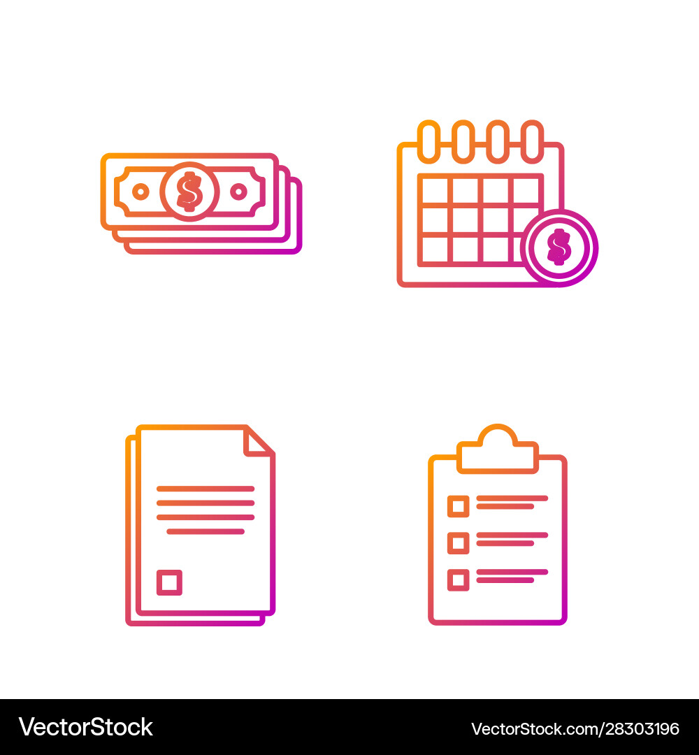 Set line clipboard with checklist file document Set line clipboard with checklist file document Vector Image