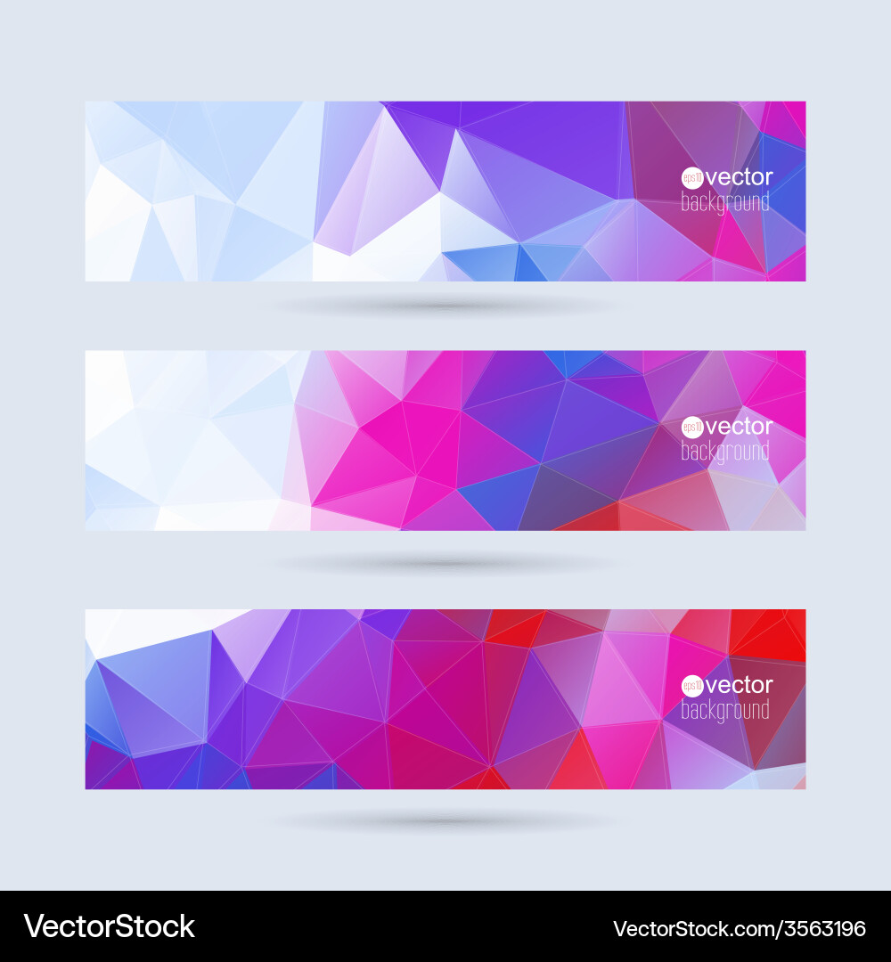 Set of banners with triangles and polygon mesh Vector Image
