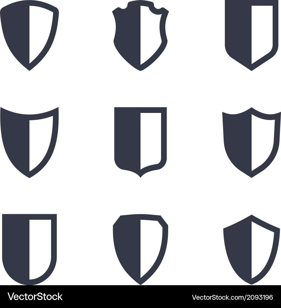 Shield frames simple icons set vector image