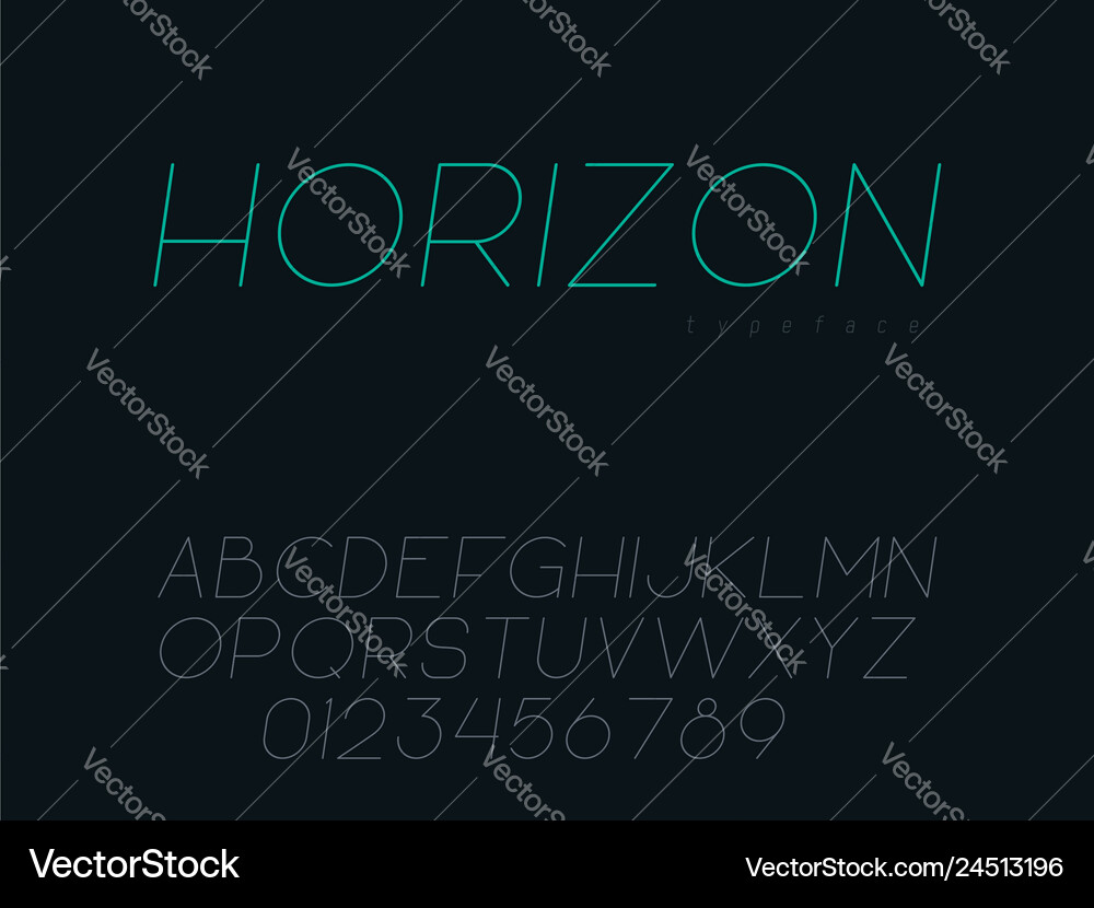 Thin line uppercase font Thin line uppercase font vector image