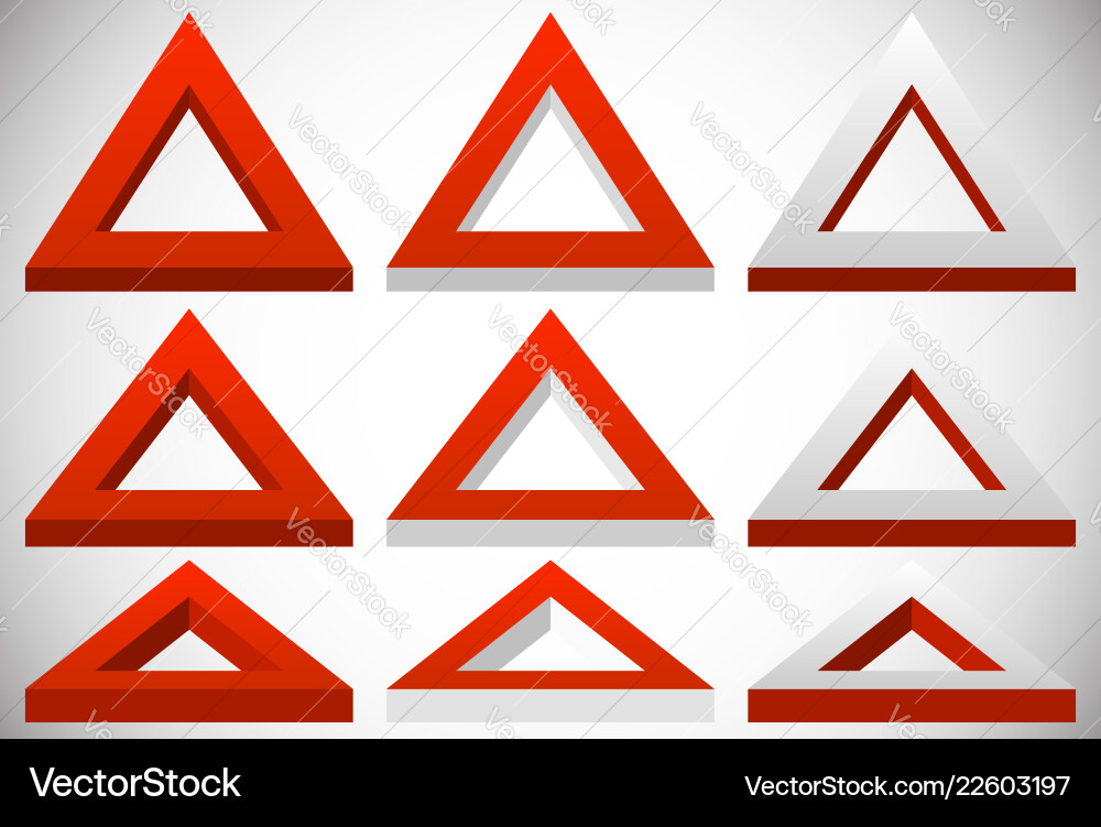 3d triangle shape in more colors set at different vector image