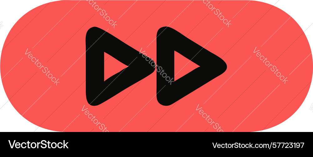 Bold red fast forward double arrow button design Vector Image