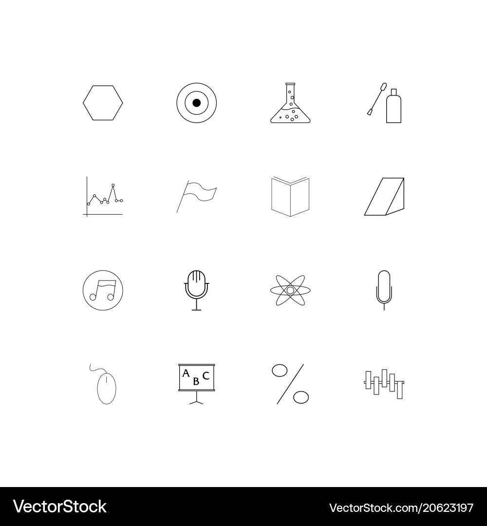 Education and science simple linear icons set Vector Image