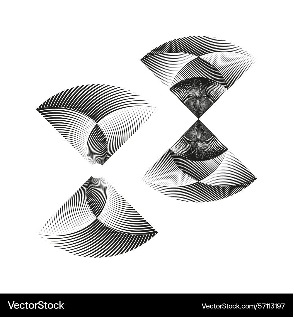 Fan shape icons curved layout gradient line Fan shape icons curved layout gradient line vector image