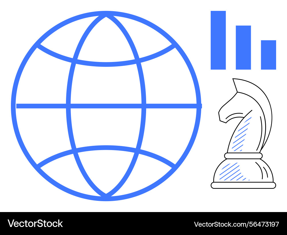 Global strategy with data analytics and decision Global strategy with data analytics and decision vector image