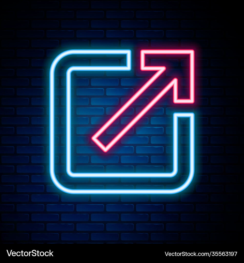 Glowing neon line open in new window icon isolated Glowing neon line open in new window icon isolated vector image
